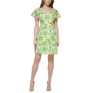Kensie Jersey Body Con Cowl Neck Floral Embroidered Dress Size 8
